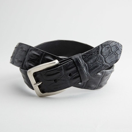 Matte Hornback Saltwater Crocodile Leather Belt // Black