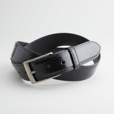 Glossy Anaconda Leather Belt // Black
