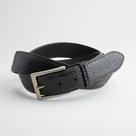Matte Anaconda Leather Belt // Black