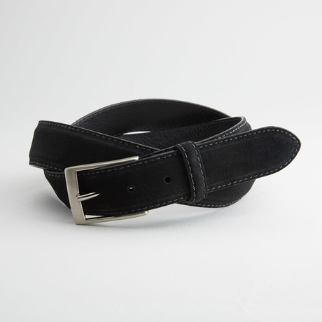 Italian Suede Cow Leather Belt // Black