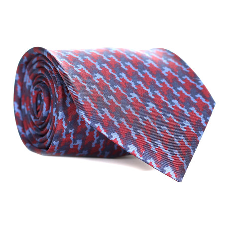 Houndstooth Shadow Print Tie // Red + Blue