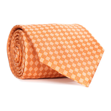 Micro Checker Pattern Tie // Orange
