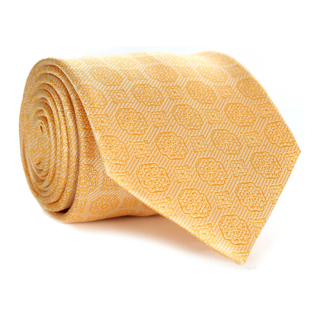 Tonal Paisley Tile Pattern Tie // Yellow