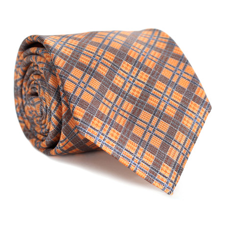 Plaid Pattern Tie // Orange + Brown