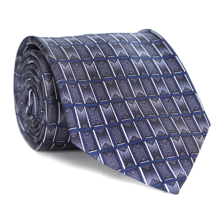Square Pattern Tie // Grey + Blue