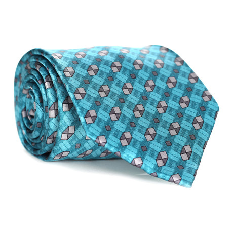 Block Pattern Tie // Turquoise + Blue
