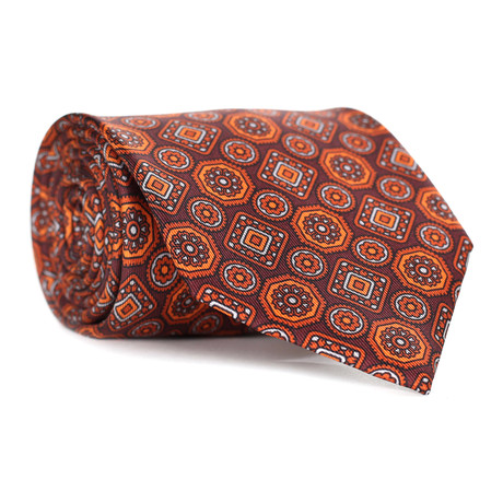 Tile Pattern Tie // Orange + Maroon