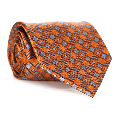Deco Square Pattern Tie // Dark Orange