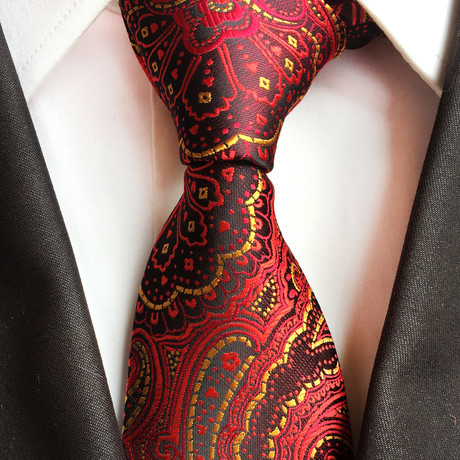 Sanford Tie // Red + Gold Paisley