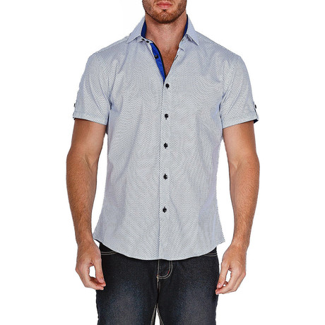 Speckles Short-Sleeve Button-Up Shirt // White