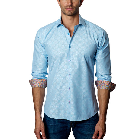 Printed Button-Up // Light Blue