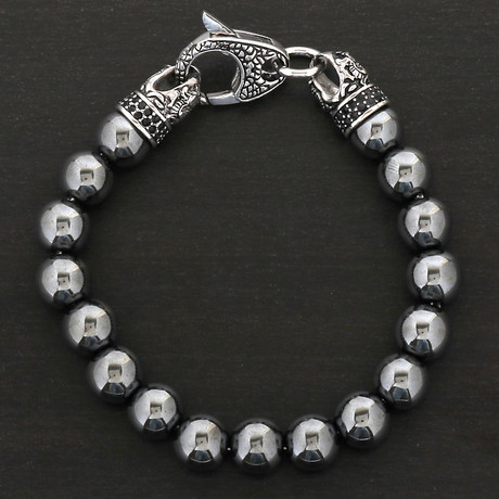 Dragon Clasp Bracelet // Hematite