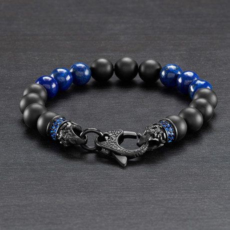 Beaded Bracelet // Black Matte Onyx + Lapis Lazuli