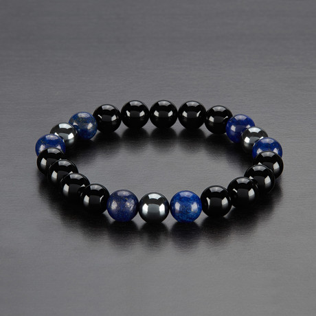 Beaded Bracelet // Lapis Lazuli + Onyx + Hematite