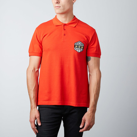3-Star Patch Polo // Red