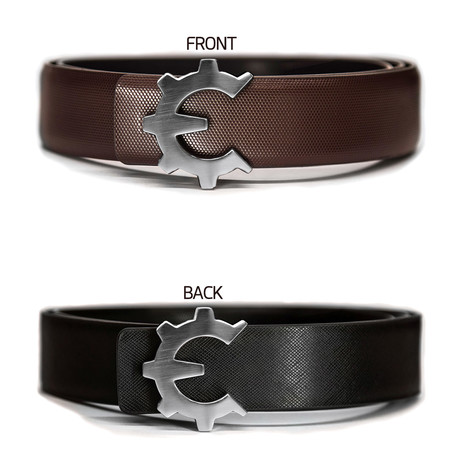 Brushed Silver Genii Belt // Brown Classic