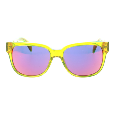 Rounded Square Clear Wayfarer // Chartreuse + Violet Mirror