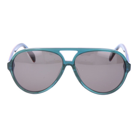 Thick Clear Rim Aviator // Teal