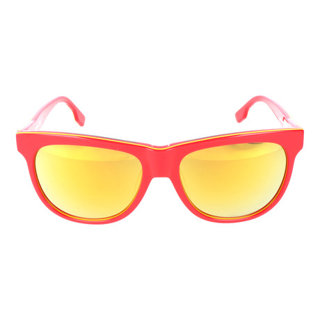 Rounded Square Wayfarer // Red + Yellow Mirror