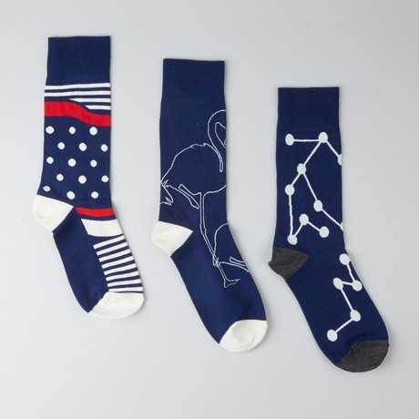 Constellation Flamingo Crew Socks // Pack of 3