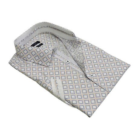 Tic-Tac Grid Button-Up Shirt // White