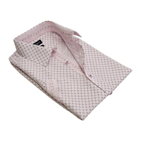 Frilly Grid Button-Up Shirt // Pink
