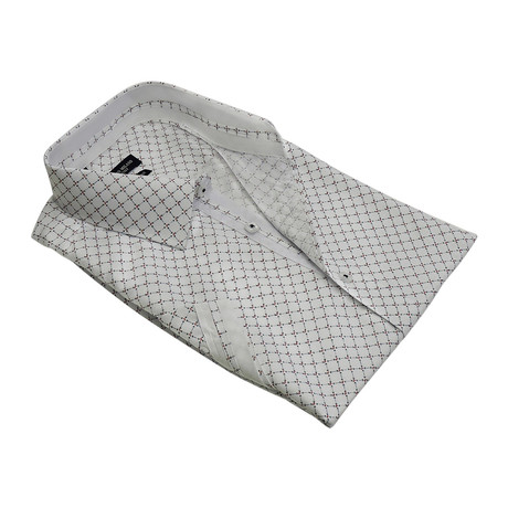 Frilly Grid Button-Up Shirt // White