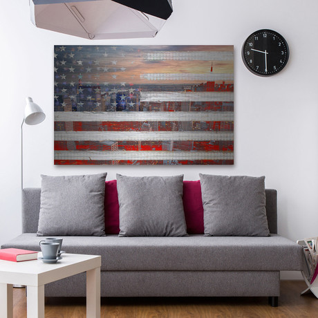 City of Stars and Stripes Painting Print // Brushed Aluminum!