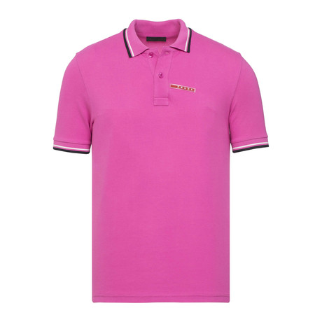Contrast Stripe Trimmed Polo // Pink