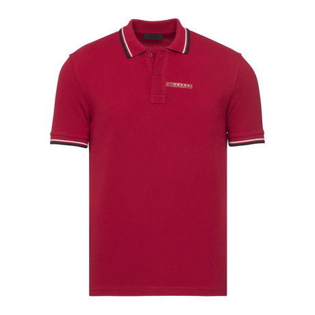 Contrast Stripe Trimmed Polo // Red