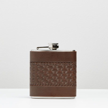 Leather Flask // Basketweave