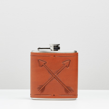 Leather Flask // Crossed Arrows