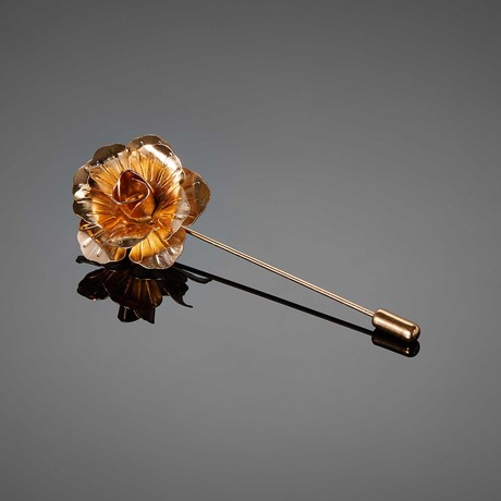 Metal Flower Lapel Pin // Gold!