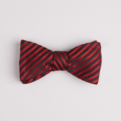 Jacquard Diagonal Stripe Bow Tie // Red + Black