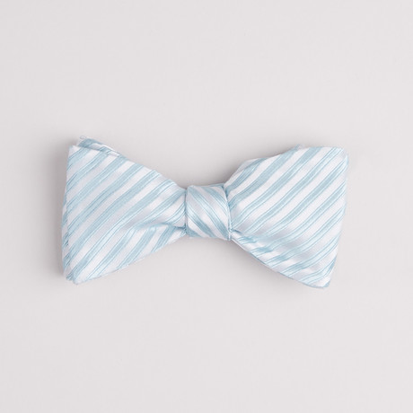 Jacquard Diagonal Stripe Bow Tie // Aqua