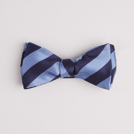 Jacquard Grosgrain Wide Stripe Bow Tie // Navy + Powder