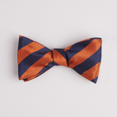 Jacquard Grosgrain Wide Stripe Bow Tie // Navy + Orange
