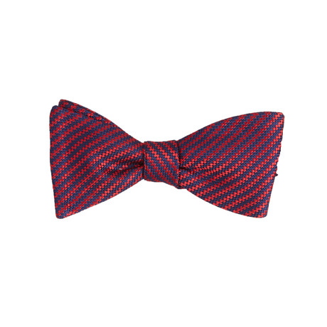 Textured Weave Diagonal Stripe Bow Tie // Red + Blue