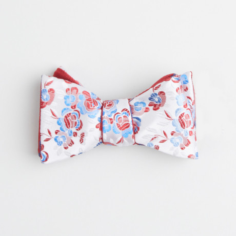 Floral Jacquard Bow Tie // Red + Blue