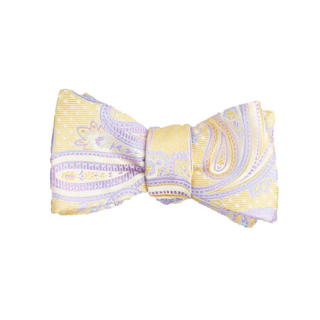 Paisley Jacquard Bow Tie // Gold + Purple