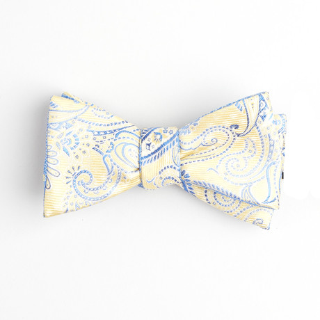 Tonal Paisley Jacquard Bow Tie // Yellow + Blue