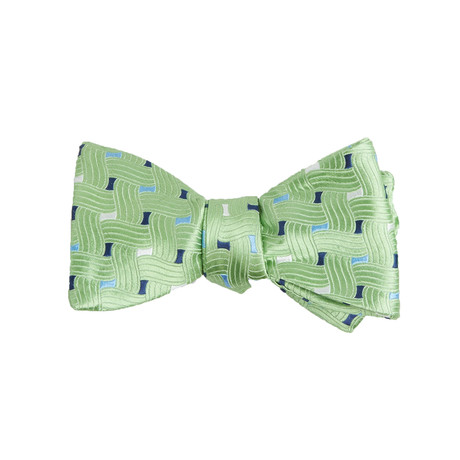 Interlocking Swirl Jacquard Bow Tie // Green + Blue