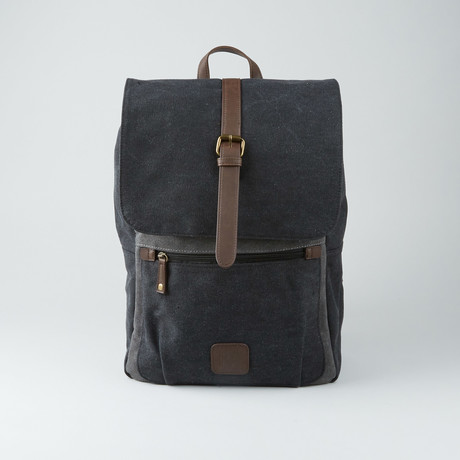 Lincoln Two-Tone Canvas Backpack // Black