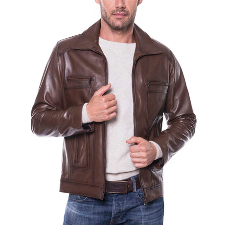 Sason Leather Jacket // Chestnut