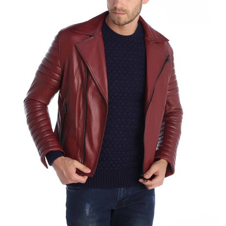 Hizan Leather Jacket // Red