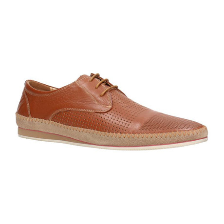 Perforated Mixed Texture Derby Sneaker // Brown