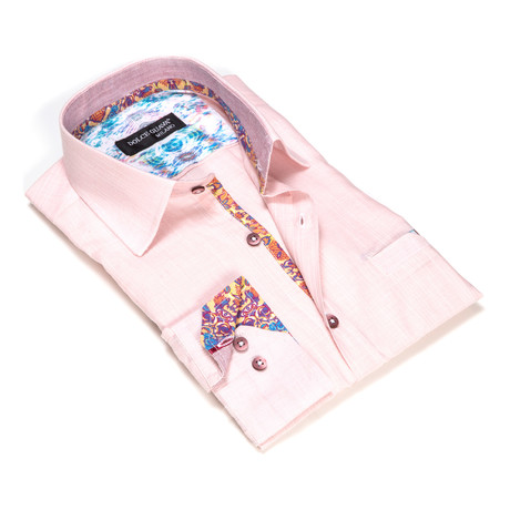 Textured Button-Up Floral Trim // Pink