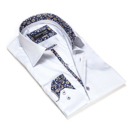 Solid Button-Up Floral Trim // Grey