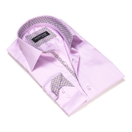 Solid Button-Up Geometric Trim // Lilac
