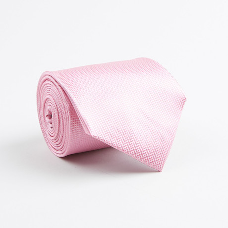 Jacquard Mini Check Silk Tie // Pink